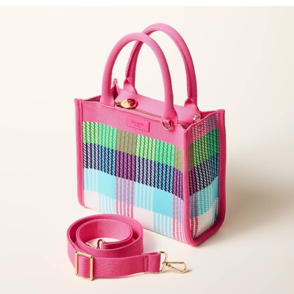 Kate Spade x Target Plaid Knit Crossbody Shoulder Bag Pink Green Blue  NWT